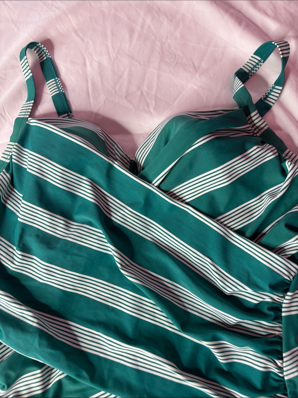 Terra & Sky Teal and White Striped One-Piece Swimdress - Picture 2 of 6